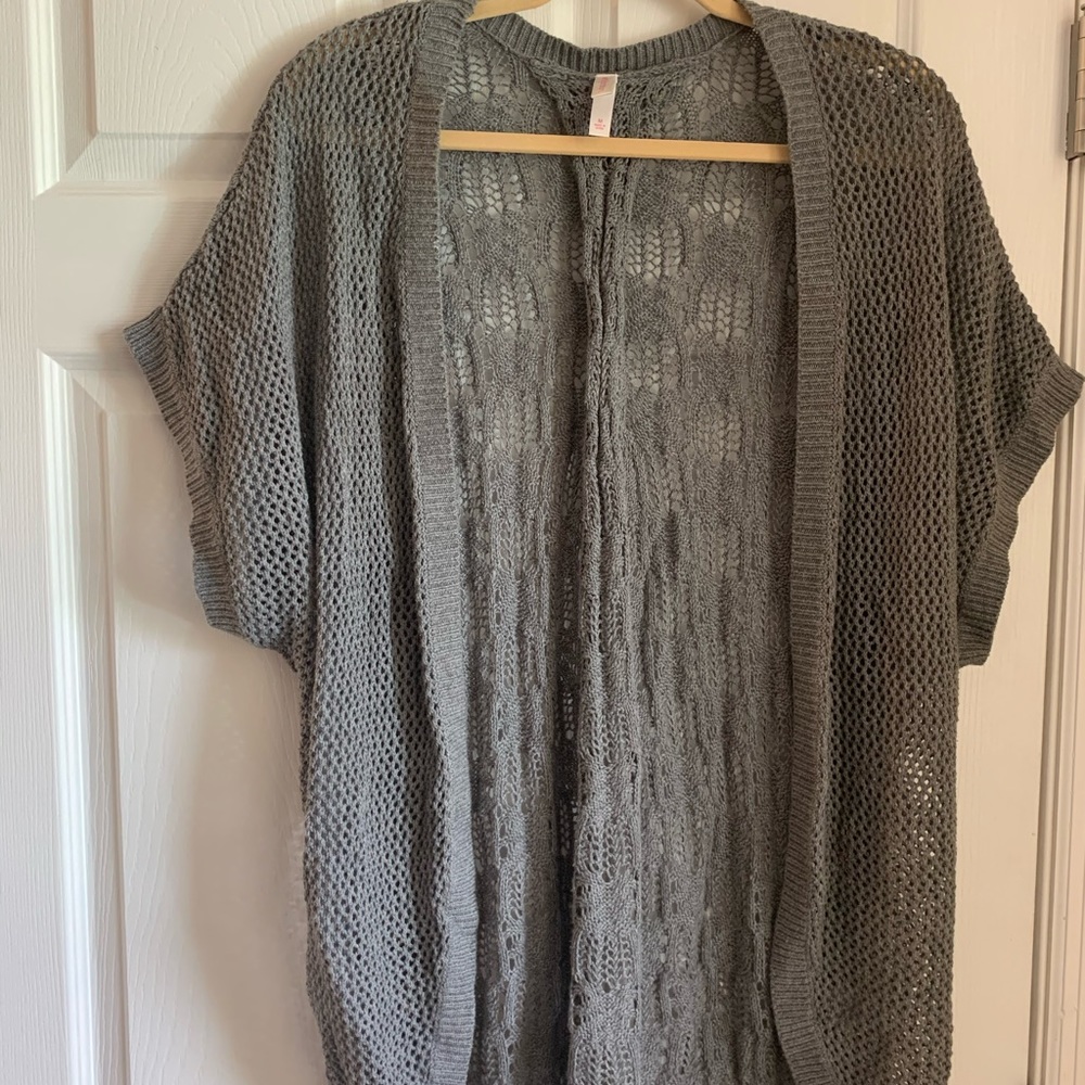 Oversized Gray Shrug w/ Designed Back